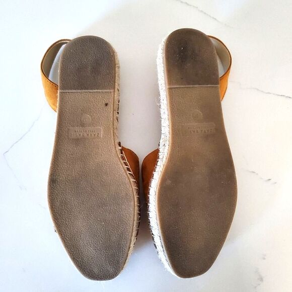 Zara Slingback Espadrilles Women US 6.5-7 EU 37 Faux Suede Mustard Yellow Shoes - Picture 7 of 8